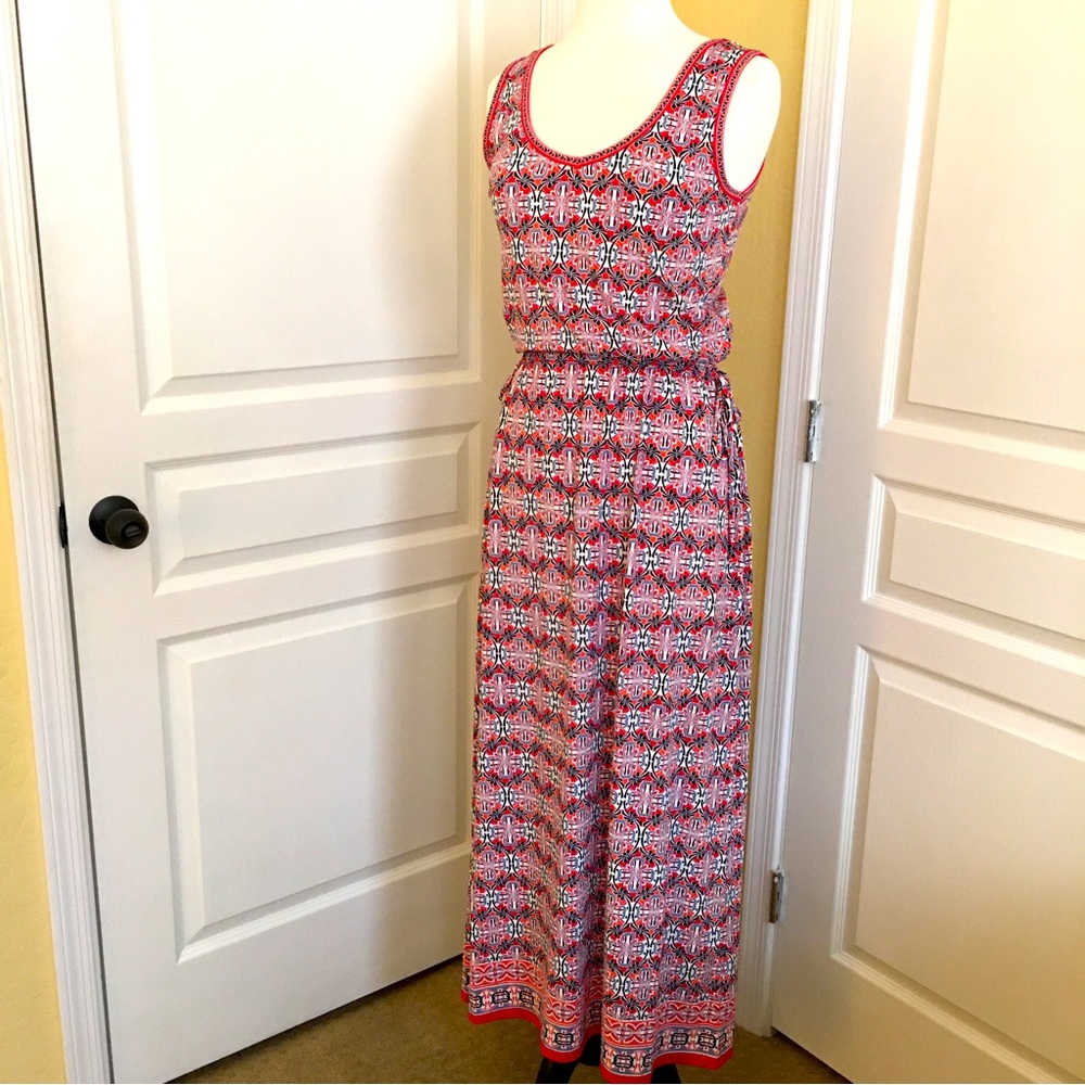 Printed Sleeveless Maxi Dress, Size S
